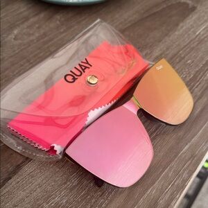Quay Australia Black and Gold with pink lens Sunglasses
